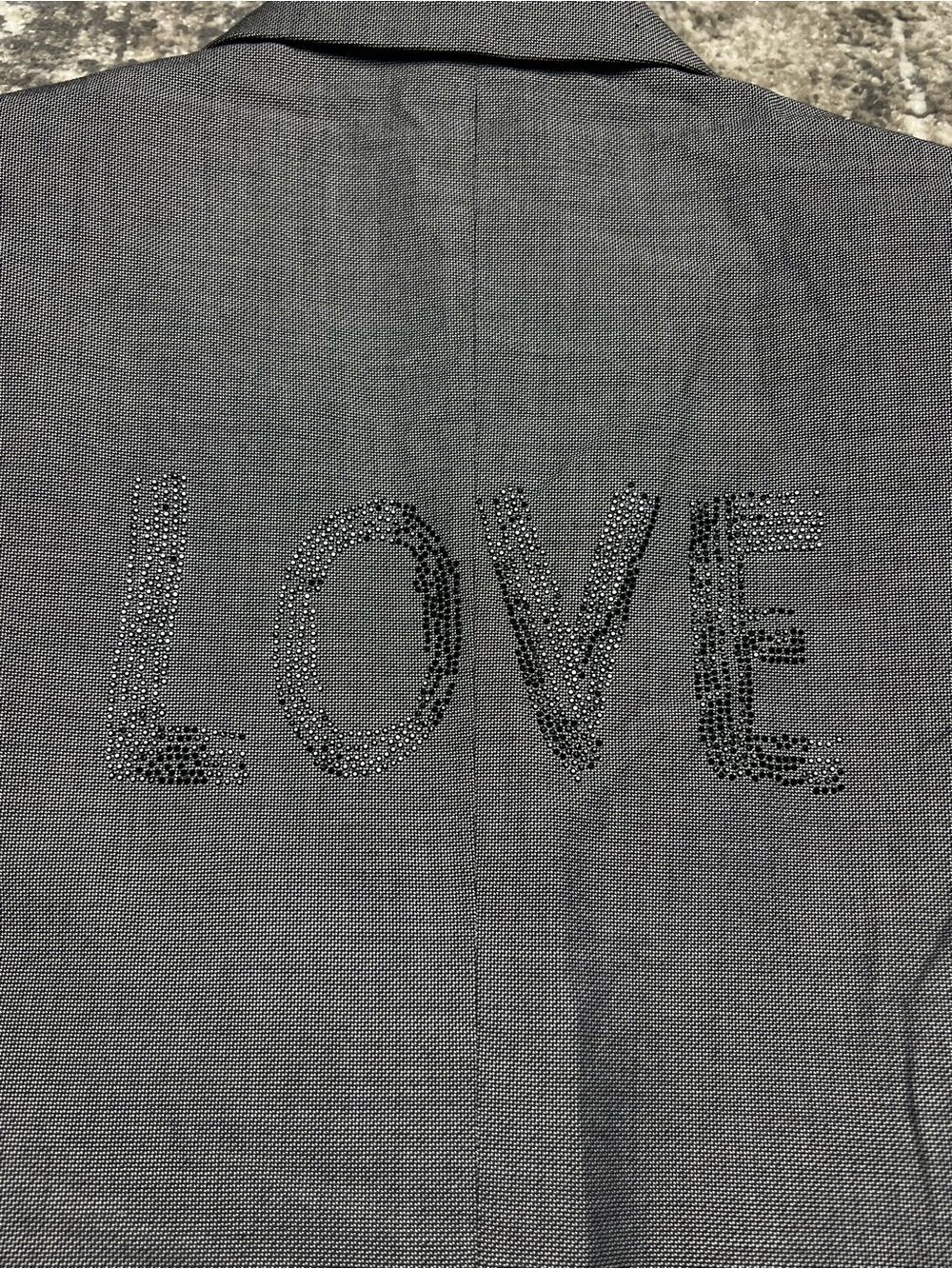 Zadig & Voltaire Viva Bis Love Gray Crystal LOVE Back Blazer Jacket EU 40 - Picture 13 of 15